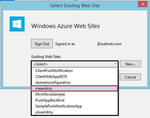 Select your website name